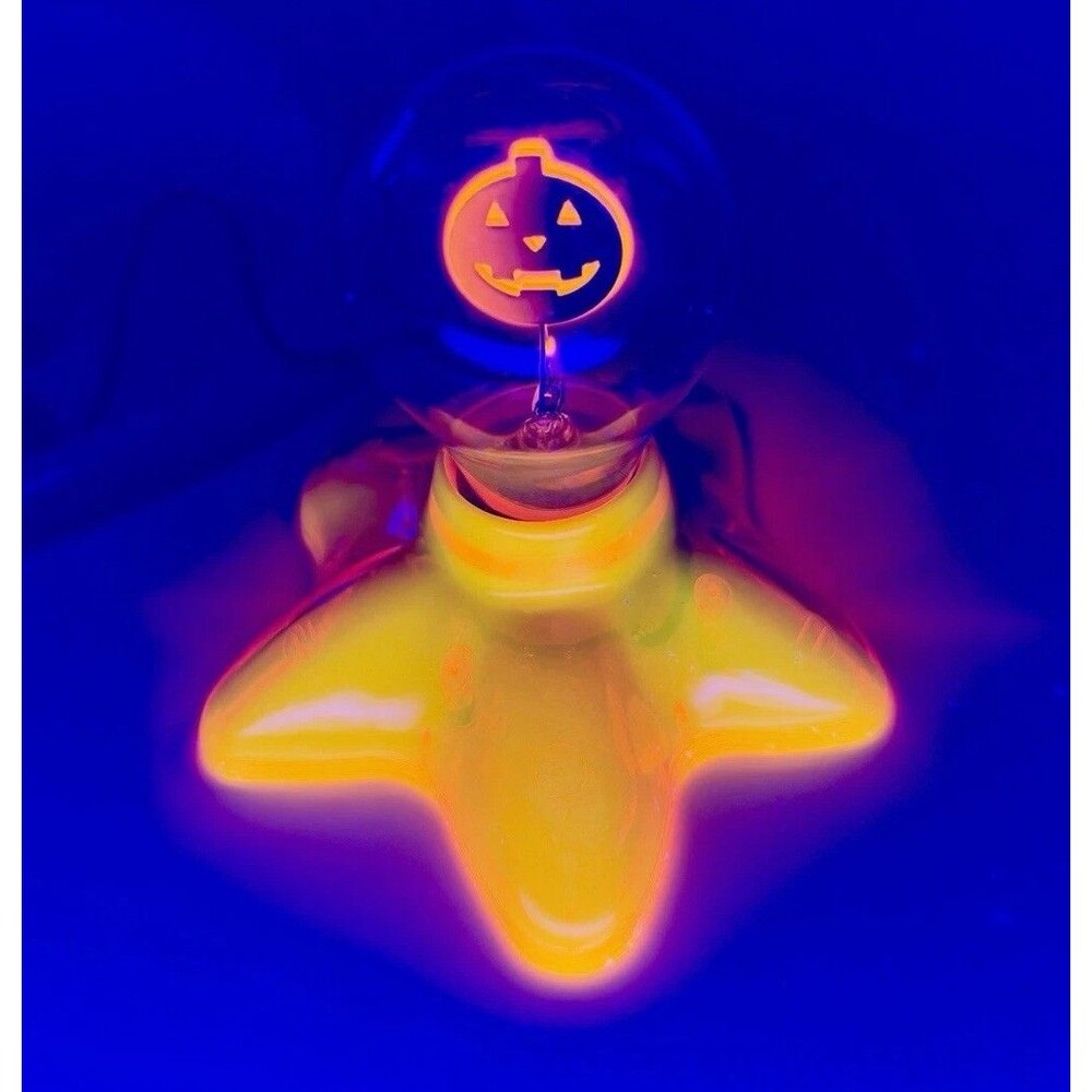 Vintage Y2k Neon Blacklight Star Lamp Base Aerolux Pumpkin Bulb Halloween Lava